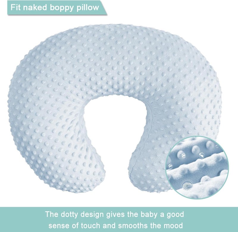 iEvolve Minky Nursing Pillow Cover Breast Feeding Pillow Cover Slipcover U Shape for Baby Boy Girl,Cover Only(Babyblue&Lightbeige, Pack of 2) - Image 2